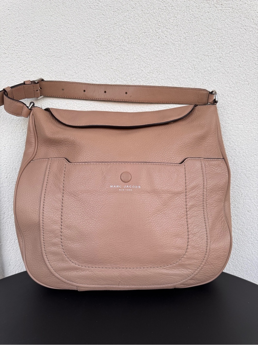 Marc Jacobs Empire City Leather Hobo Shoulder Bag Pink Buff